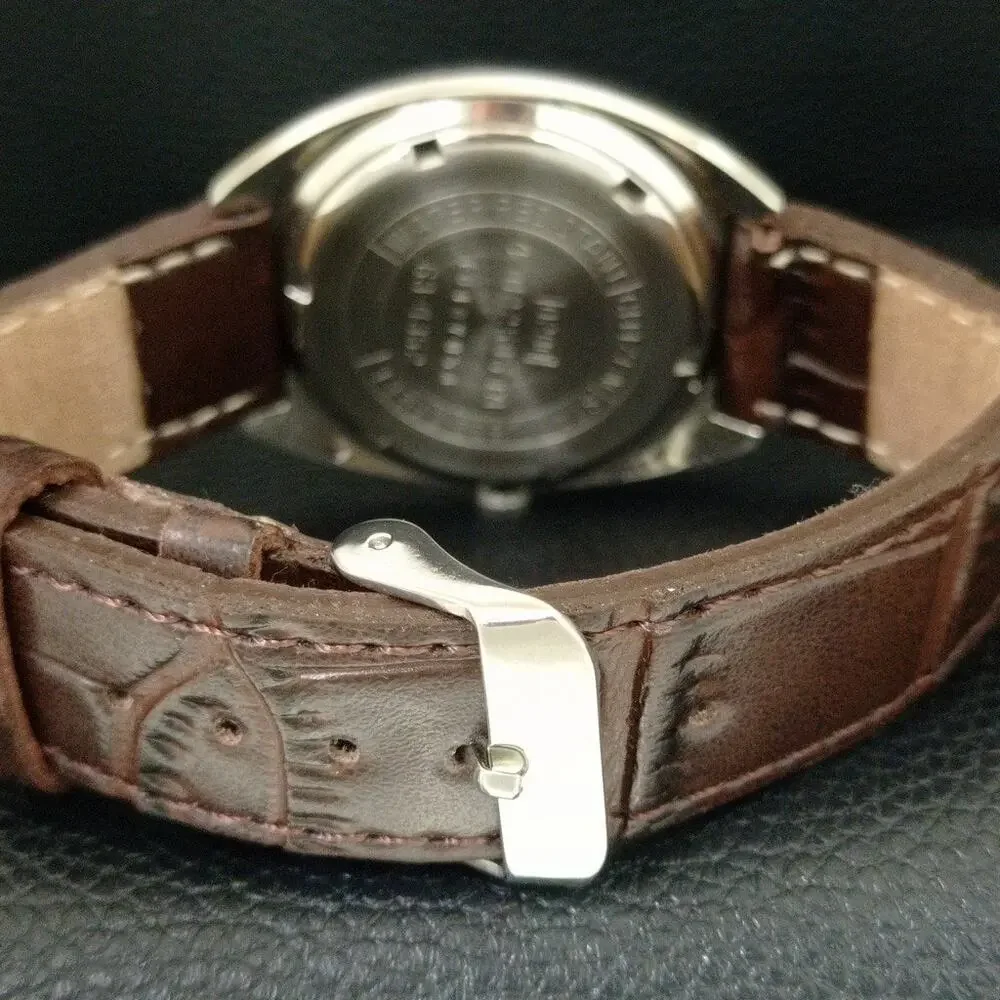 Vintage 1980 Citizen Manual Wound Mens Silver Watch W/Date & White accents